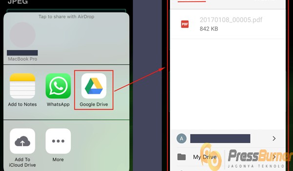 Menyimpan File di Google Drive Melalui Iphone
