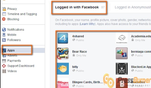 Meninjau Aplikasi yang Terhubung dengan Akun Facebook