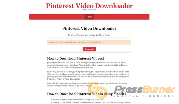 Cara Download Video d Pinterest
