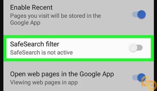 Mematikan Safe Search di Google App