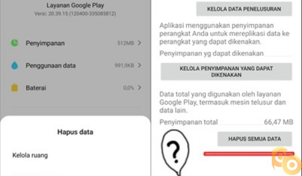 Mengaktifkan Google Play Service dengan Hapus Data