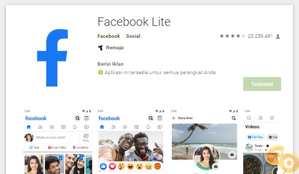 Unduh dan Instal Aplikasi Facebook Lite