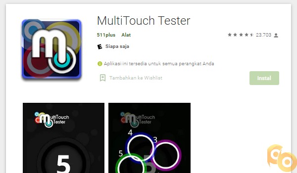 Menggunakan Aplikasi Multi Touch Test