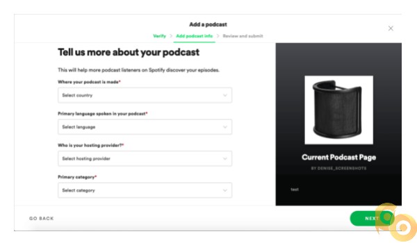 Memasukkan Detail Informasi Tentang Podcast Anda