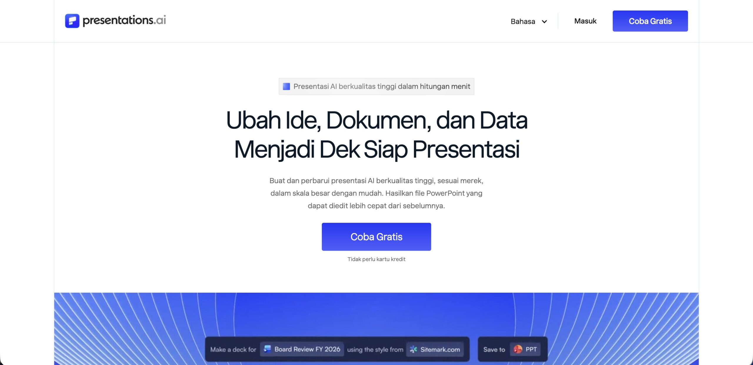 aplikasi ai pembuat presentasi otomatis gratis bahasa indonesia
